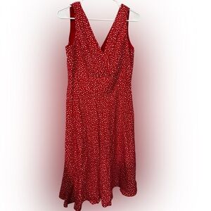 Sheri Martin Dress, Red and White Polka Dot, V Neck Dress, Size 8, EUC